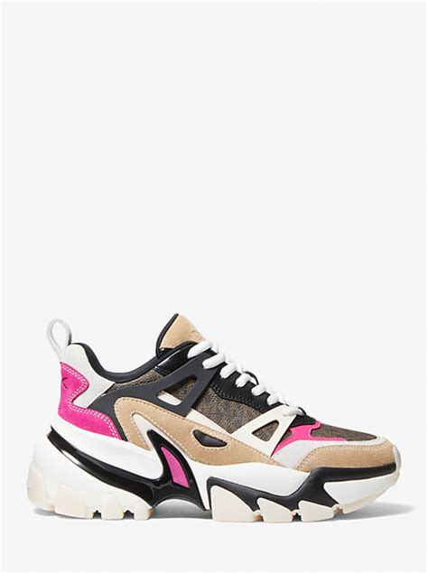 michael michael kors lindy mixed-media trainer|MICHAEL Michael Kors Nick Mixed Media Trainers .